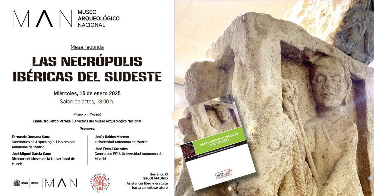 Nos vemos en unas horas en <a href="/MANArqueologico/">Museo Arqueológico Nacional</a> 

Hablaremos de necrópolis, rituales funerarias, armas, esculturas, vasos hechos por encargo, arqueólogos y grandes descubrimientos…

¡Toda una puesta al día de las necrópolis ibéricas del sureste peninsular!