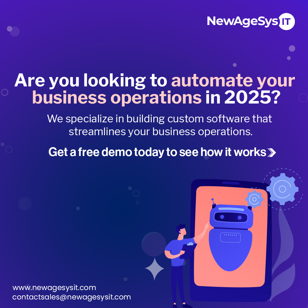 NewAgeSysIT's tweet photo. Ready to automate your business operations in 2025? We create custom software solutions that simplify and streamline your processes. Book a free demo today: https://t.co/nho3i5teG8

#customsoftwaredevelopmentservices
#softwaredevelopmentcompaniesinusa #softwaredevelopmentagency https://t.co/R216Alwbto