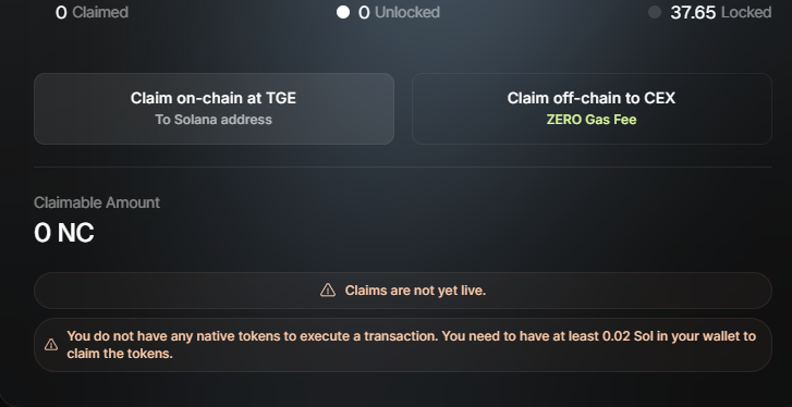findsyed01's tweet photo. Hi @Cryptowithkhan , just wanted to confirm—on the #NC page, I noticed they mention a network fee of 0.02 SOL for claiming the airdrop. I took a screenshot from the webpage. Kindly verify this when you get a chance. 🙏 #CryptoAirdrop #NetworkFee" https://t.co/RLGhH6PAj4