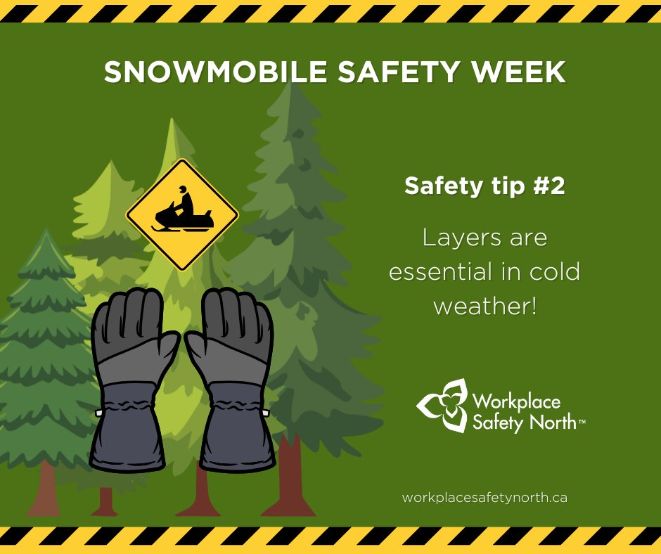Safety Tip #2: Dress for success! Layering properly is essential to stay warm and safe while snowmobiling. 

Stay warm, stay safe, and enjoy the trails responsibly this winter!