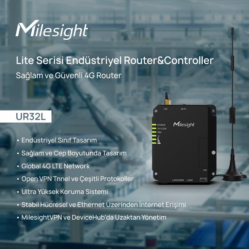 HanElektronik's tweet photo. Milesight UR32L Endüstriyel Router: 4G LTE Bağlantı Desteği, Ultra Güvenilir Koruma, Kompakt Tasarımı, Hücresel ve Ethernet Üzerinden İnternet Erişimi, Open VPN Tunnel ve Çeşitli Protokol Desteği, MilesightVPN ve Device Hub Uzaktan Yönetimi ve Çok Daha Fazlası Şimdi Sizlerle!🔥🛜 https://t.co/dvjkNg8GWD