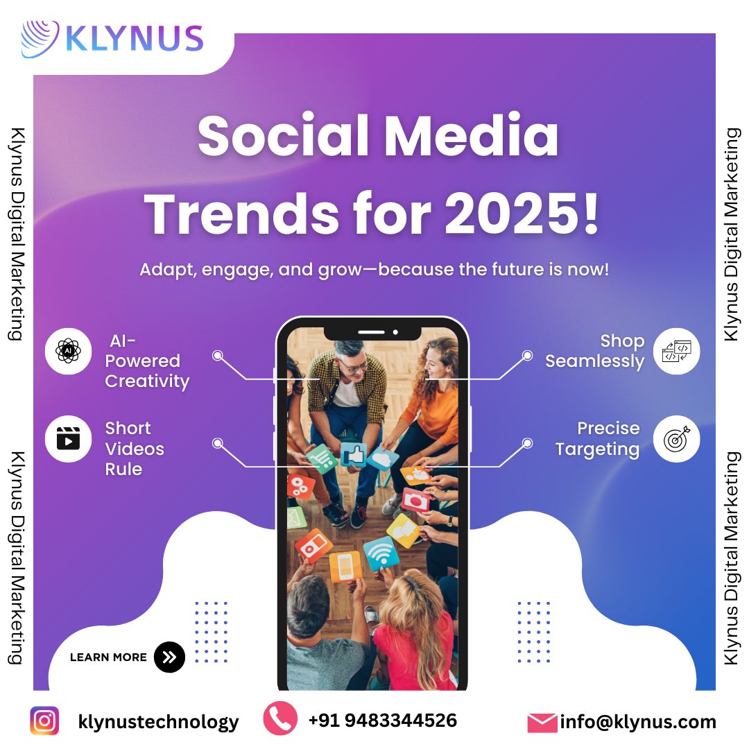 Klynustech's tweet photo. Social Media Trends for 2025!🤩
.
.
.
https://t.co/mix3b6V6rb
.
#klynus #digitalmarketingservices #digitalmarketinglife #digitalmarketingmemes #digitalmarketingcoach #digitalmarketingspecialist #digitalmarketingconsultant #digitalmarketingagencies #digitalmarketingindia https://t.co/MAtIoP11wg