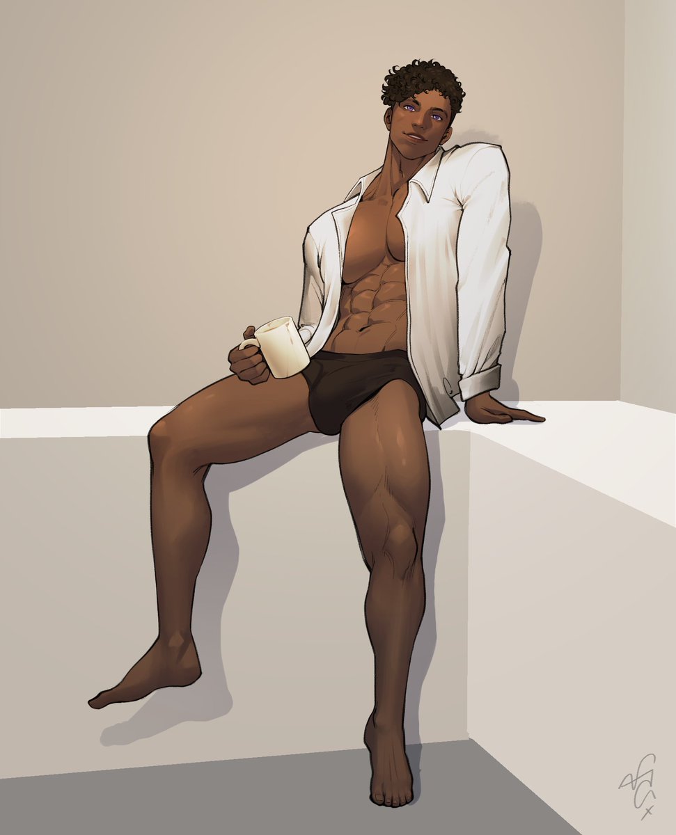 "Good morning sleepy head, up earlier than usual huh? Looks like you're in the mood for my coffee....or something else :3"

Thank you so so much <a href="/waevdoodles/">wally ✨ (comms open)</a> for this commission, 10s across the board ☺️🥰💜!!!