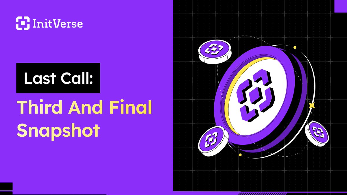 📸 Reminder: The Third and Final #Snapshot!
🗓️ Happening NOW, this is your LAST chance before the mainnet launch!
⚡ Interact on #INIChain for potential bonus opportunities!
Don’t miss out as we prepare for the mainnet era.  bit.ly/3BXAKqh 🚀
#Airdrop