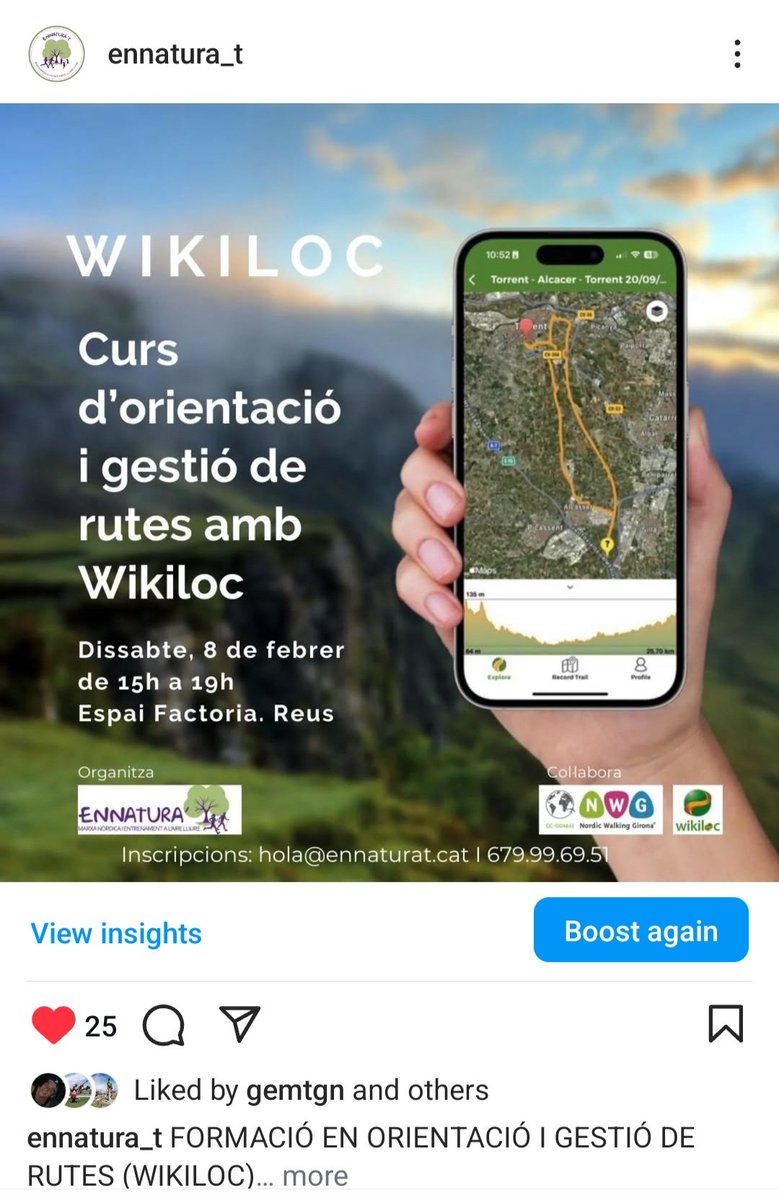 Nova formació pel proper 8 de Febrer!!!
Curs d'Orientació i gestió i eines per treure tot el "suc" a Wikiloc! 

#orientació #wikiloc #curs #formació #ennaturat #enmarxa #enruta