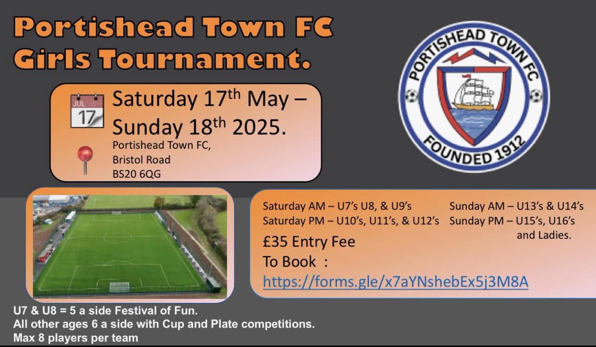 Applications are now open for our Girls Tournament - Saturday 17th &amp; Sunday 18th May. Please spread the word…

<a href="/SomersetFA/">Somerset FA</a> <a href="/GlosFA/">Gloucestershire FA ⚽</a> <a href="/glos_girl_footy/">Glos Girls Footy</a> <a href="/GirlsBristol/">Bristol Girls Football League</a> <a href="/SFAGirlsLeague/">Somerset Girls League</a> 

forms.gle/x7aYNshebEx5j3…