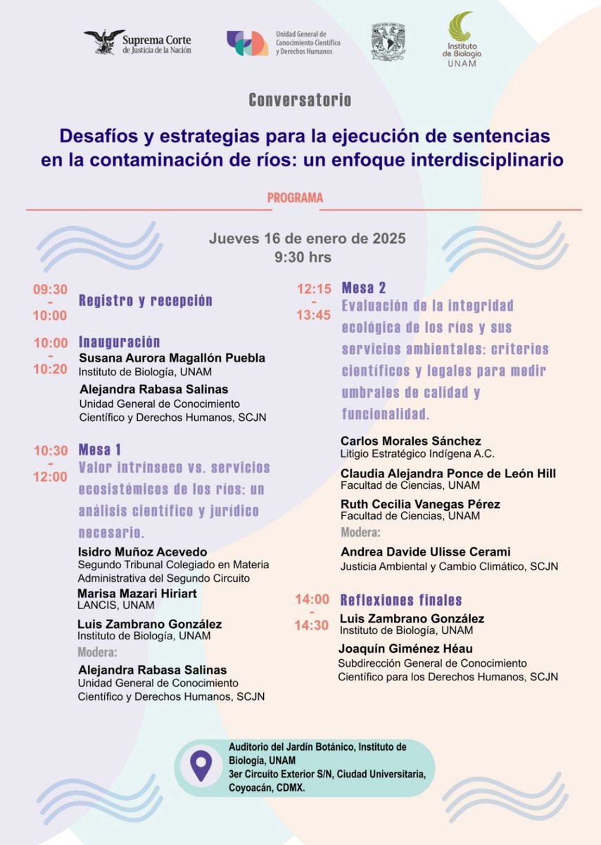 Luis Zambrano (@zambranoaxolote) on Twitter photo Mañana durante toda la mañana estaremos discutiendo en el <a href="/ib_unam/">@ib_unam</a> con la <a href="/SCJN/">Suprema Corte</a> sobre que características deben de tener las sentencias para que los ríos sean protegidos y restaurados.
Vengan porque no es tema fácil Mañana durante toda la mañana estaremos discutiendo en el <a href="/ib_unam/">@ib_unam</a> con la <a href="/SCJN/">Suprema Corte</a> sobre que características deben de tener las sentencias para que los ríos sean protegidos y restaurados.
Vengan porque no es tema fácil
