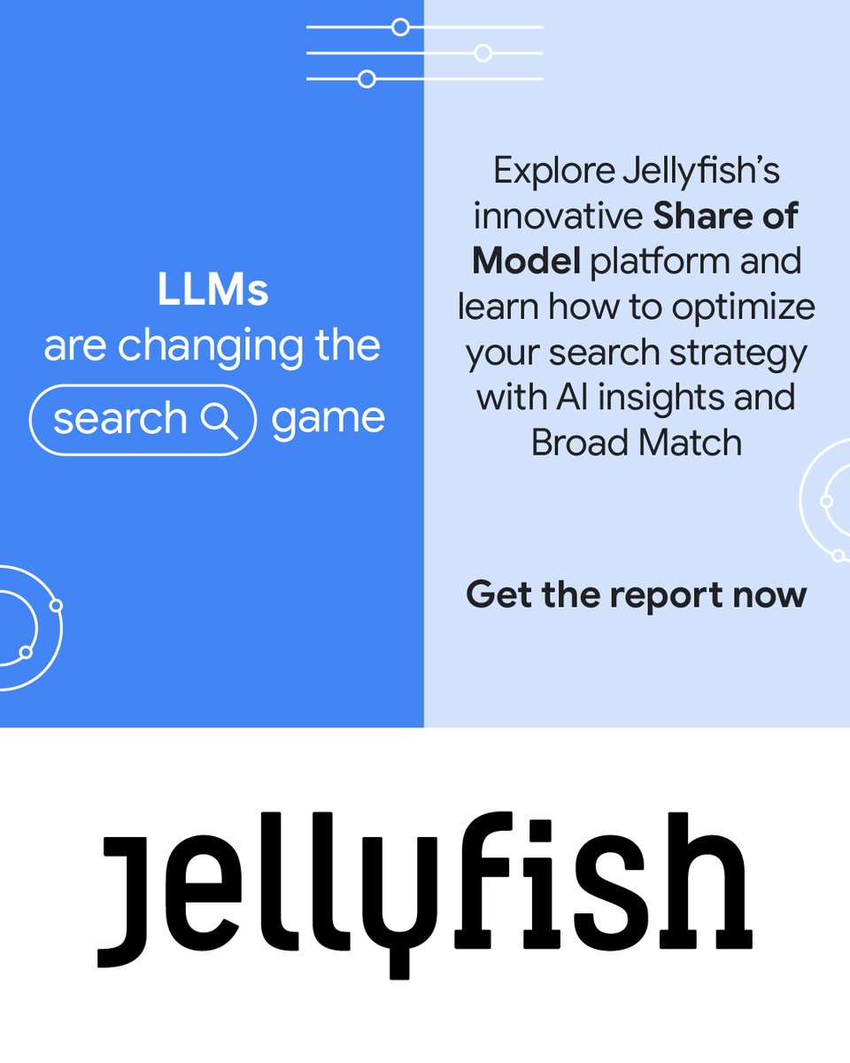 Large language models are transforming search.
 
Learn how to optimize your strategy for AI-powered search with this new report from <a href="/jellyfishglobal/">Jellyfish</a>.

🔗 goo.gle/3BYoNAN