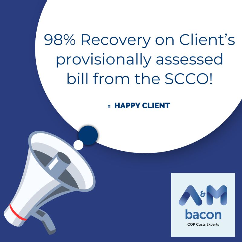 Daniel Harvey, one of our Court of Protection Costs Specialists, achieved an impressive 98% recovery for a client on a provisionally assessed bill from the SCCO. Fantastic work Dan! 👍 

#scco #clientcare #greatresult