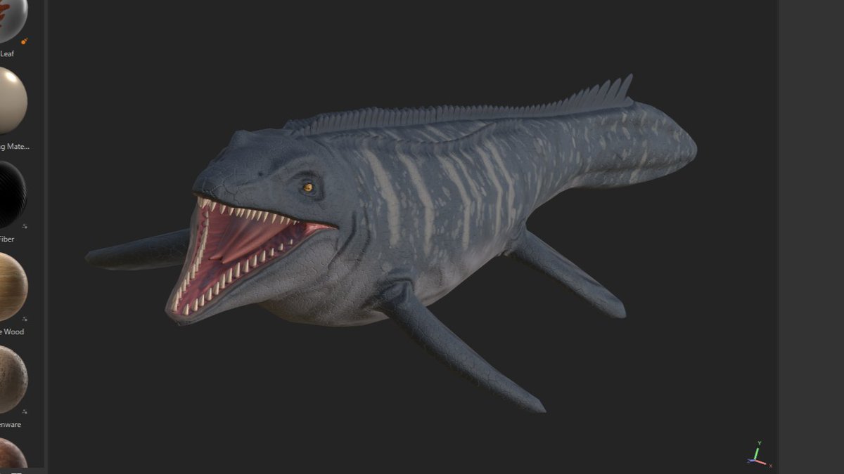 Sakura5cm_VR's tweet photo. 自分のワールド用に作ったモササウルスだけど、ウチがワールド作り終わったら販売に回してもいいかなとは思ってるｗ

でもVRChatの恐竜のワールドって思ったより少ないし、そのほとんどが森だから水生生物のモサくんは居場所なさそう() https://t.co/RuI9N5vBib