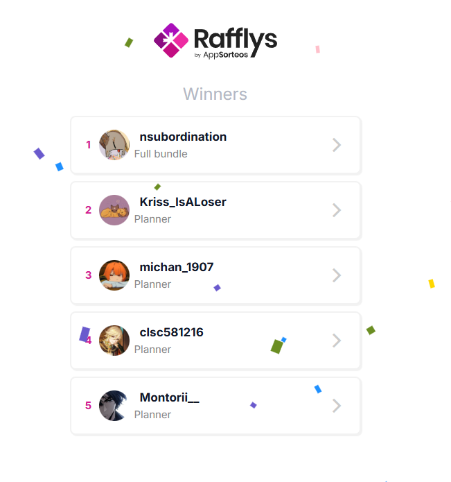PokePlanner (@poke_planner) on Twitter photo ⚡️GIVEAWAY WINNERS⚡️
Congratulations to our randomly selected winners <a href="/nsubordination/">INsubordination</a>, <a href="/Kriss_IsALoser/">☆•⊹٭𝙺𝚛𝚒𝚜𝚜٭⊹•☆</a>, <a href="/michan_1907/">michan =^w^=</a>, <a href="/clsc581216/">Chary</a>, and <a href="/Montorii__/">Montori</a>!
Please DM us within 24 hours (of this post) to claim your prize! New winners will be selected if we do not hear from you. ⚡️GIVEAWAY WINNERS⚡️
Congratulations to our randomly selected winners <a href="/nsubordination/">INsubordination</a>, <a href="/Kriss_IsALoser/">☆•⊹٭𝙺𝚛𝚒𝚜𝚜٭⊹•☆</a>, <a href="/michan_1907/">michan =^w^=</a>, <a href="/clsc581216/">Chary</a>, and <a href="/Montorii__/">Montori</a>!
Please DM us within 24 hours (of this post) to claim your prize! New winners will be selected if we do not hear from you.