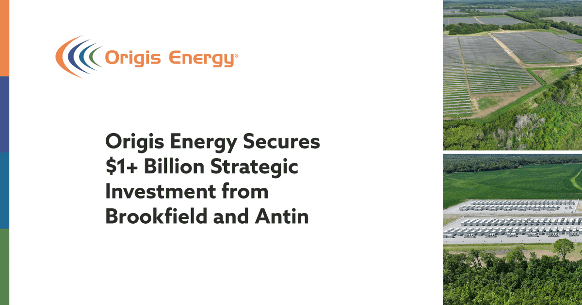 Origis_Services's tweet photo. Origis Energy Secures $1+ Billion Strategic Investment from Brookfield and Antin - Origis Energy welcomes Brookfield Asset Management into its investor group, alongside majority owner, Antin Infrastructure Partners | News Release 1.15.2025

https://t.co/lzEHwfCUYN https://t.co/bLnJFkiTnX
