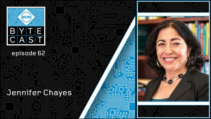acmeducation's tweet image. In the latest #ACMByteCast, @bruke_kifle hosts ACM Fellow @jenniferchayes, Dean @BerkeleyDataSci
&amp;amp; Founder @MSFTResearch New England, New York, &amp;amp; Montreal. They talk about her love of theory, interdisciplinary research, &amp;amp; more.  Listen &amp;amp; subscribe: learning.acm.org/bytecast/ep62-…