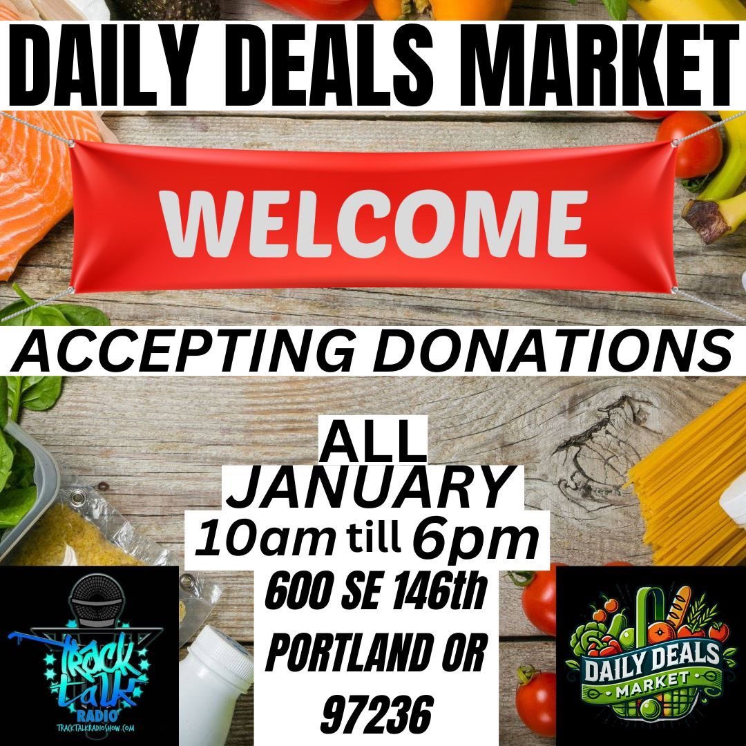 #PortlandOregon come check out #dailydealsmarket open 8am-7pm every day 

We are also having our community food drive all month of January