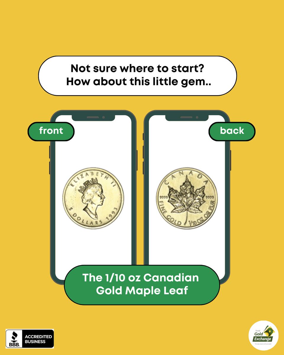 FloridaGoldEx's tweet image. 🍁 New to precious metals? Start your gold journey with this perfect entry point - the 1/10 oz Canadian Gold Maple Leaf! ⁠
⁠
💬 Questions? Call/Text: 954-766-0700⁠
⁠
⁠
#preciousmetals #goldstack #goldstacking #goldmaple #canadianmaple
