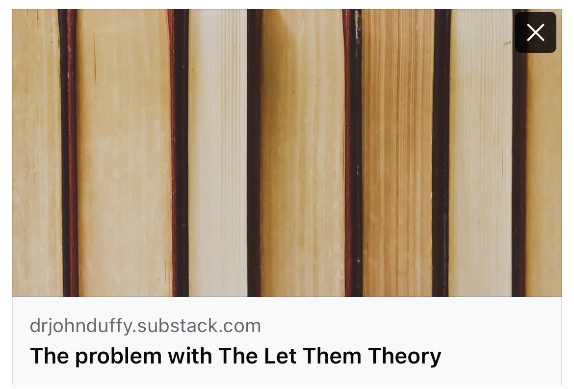 This week, we’re talking about Mel Robbins huge new book, “The Let Them Theory”, and how to be discerning where self-help and research are combined. My ramblings in today’s Substack. 
open.substack.com/pub/drjohnduff…