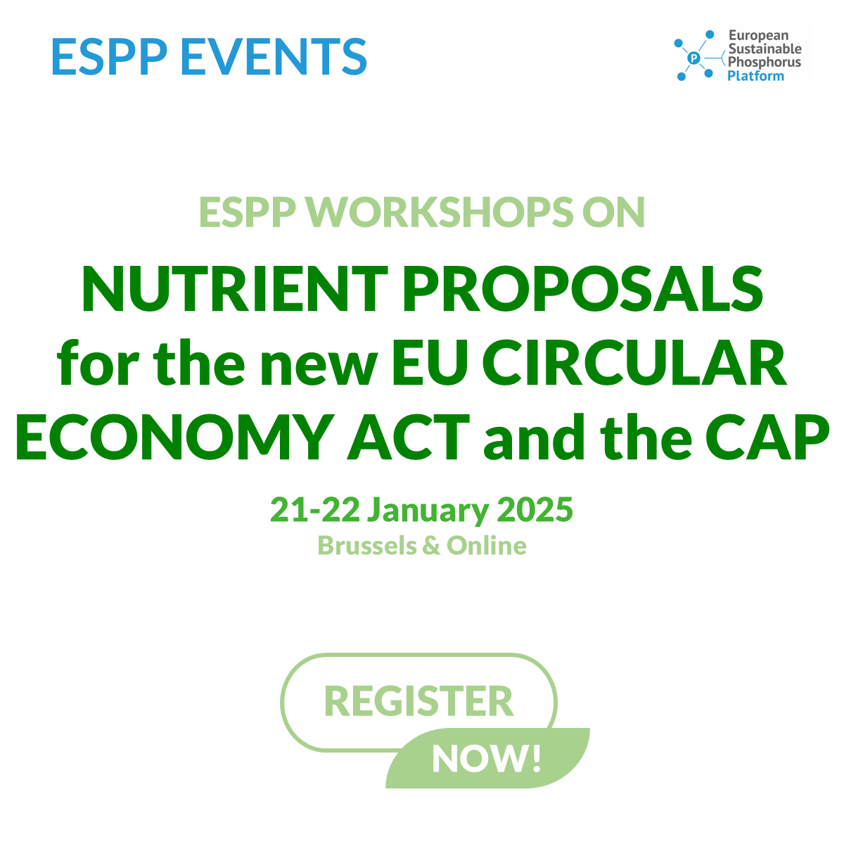 PhosphorusESPP's tweet photo. ⌛ Less than one week to go to next ESPP's event⌛
Have you saved you own spot to join us in Brussels or online on January 21–22, 2025? Join us in this two-day meeting to develop #proposals to input to the @EU_Commission. Info &amp; registration here 👉 https://t.co/r21T8c2ipK https://t.co/yxLzHOQNrd