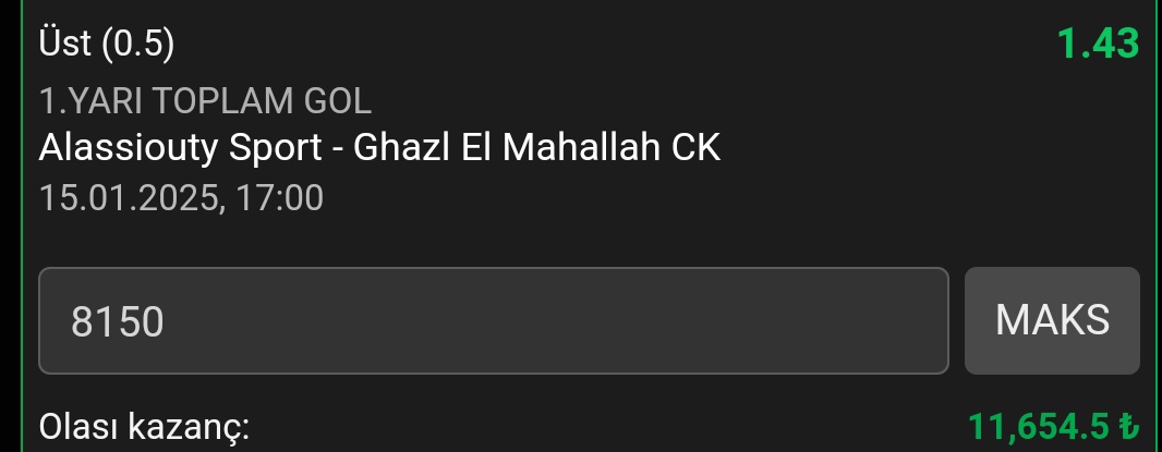 Kasa 8150---- Gelince 11.654

Pyramids- Ghazl 

🚘 1. Devre 0.5 Üst olacak 💨

#rolling #iddaa #canlıbahis #canlı #iddaatahminleri
