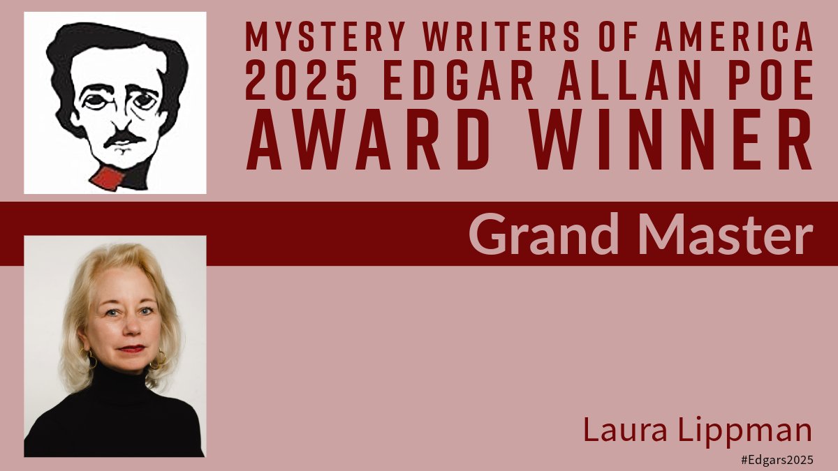 Mystery Writers of America (@edgarawards) on Twitter photo Congratulations to <a href="/LauraMLippman/">Laura Lippman Has Not Paid Anyone Eight Dollars</a>, 2025 Grand Master! #Edgars2025 Congratulations to <a href="/LauraMLippman/">Laura Lippman Has Not Paid Anyone Eight Dollars</a>, 2025 Grand Master! #Edgars2025
