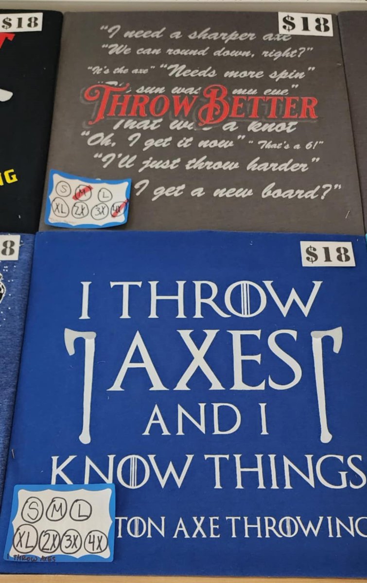 HThrowing's tweet photo. Want to support Houston Axe Throwing one last time but can't make it in person before the 26th? Buy one of our Merch Mystery Boxes! Small, Medium &amp; Large boxes available. Shirt &amp; Hoodie sizes S-4X available. Once these shirts are gone they're gone forever! https://t.co/lLMP2RSQSE https://t.co/T30vmEDeEo