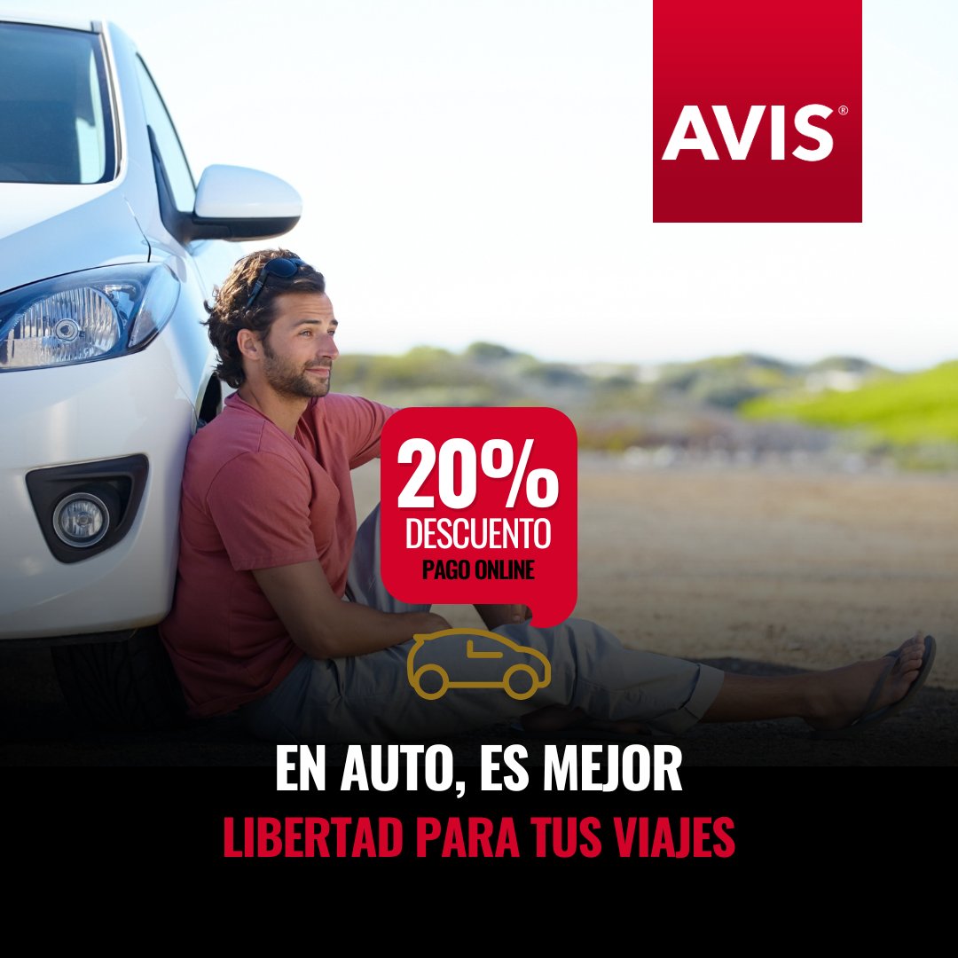 Las vacaciones de verano se disfrutan en #auto. Si aún no te tomaste unos días de descanso, aprovechá nuestro 20% de #descuento en toda la flota con tu pago #online en 1 cuota. Oferta disponible en todas las oficinas de Argentina. Hacé tus planes con Avis. Avis.com.ar