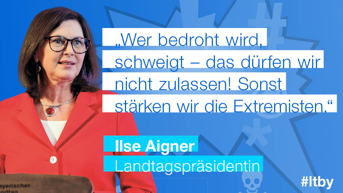 Bayerischer Landtag (@landtag_bayern) on Twitter photo Aktuelle #Studie „Angegriffen & allein gelassen" zur digitalen Gewalt auf politisches Engagement: Mehr als die Hälfte der Befragten sind regelmäßig Hass & Gewalt ausgesetzt – 63% Frauen. <a href="/IlseAigner/">Ilse Aigner</a> warnt vor Folgen auf politische Kultur. Komplette Studie: hateaid.org/wp-content/upl… Aktuelle #Studie „Angegriffen & allein gelassen" zur digitalen Gewalt auf politisches Engagement: Mehr als die Hälfte der Befragten sind regelmäßig Hass & Gewalt ausgesetzt – 63% Frauen. <a href="/IlseAigner/">Ilse Aigner</a> warnt vor Folgen auf politische Kultur. Komplette Studie: hateaid.org/wp-content/upl…