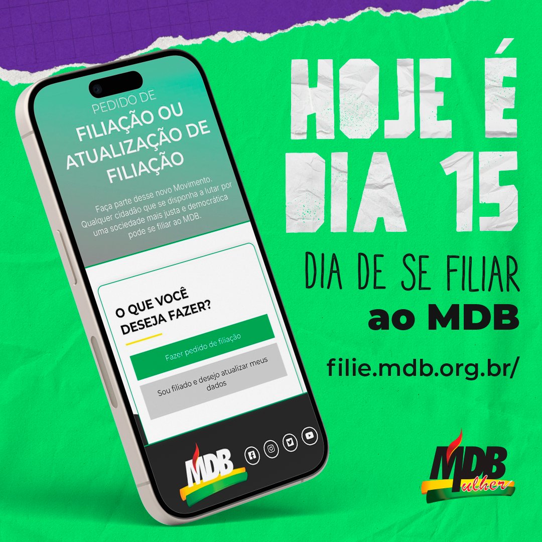 MDBMulher's tweet image. DIA 15 É DIA DE… FILIAR! 🙌

Bora mulherada do 15! Bora filiar!

Envie esse post para alguém que você acredita ser essencial para querer fazer a diferença com tantas outras mulheres na política!

#Estudantes #JuntasSomosFortesUnidasSomosImbatíveis #MDBMulher #MDB #Bora15