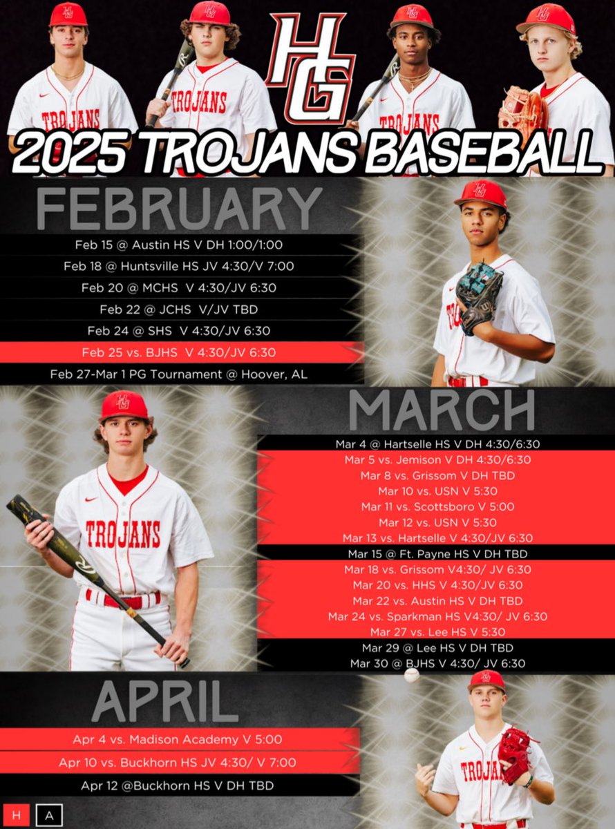HGHS_Baseball's tweet photo. 2025 Schedule‼️ 30 Days until First Pitch! https://t.co/oMqpZHruXe