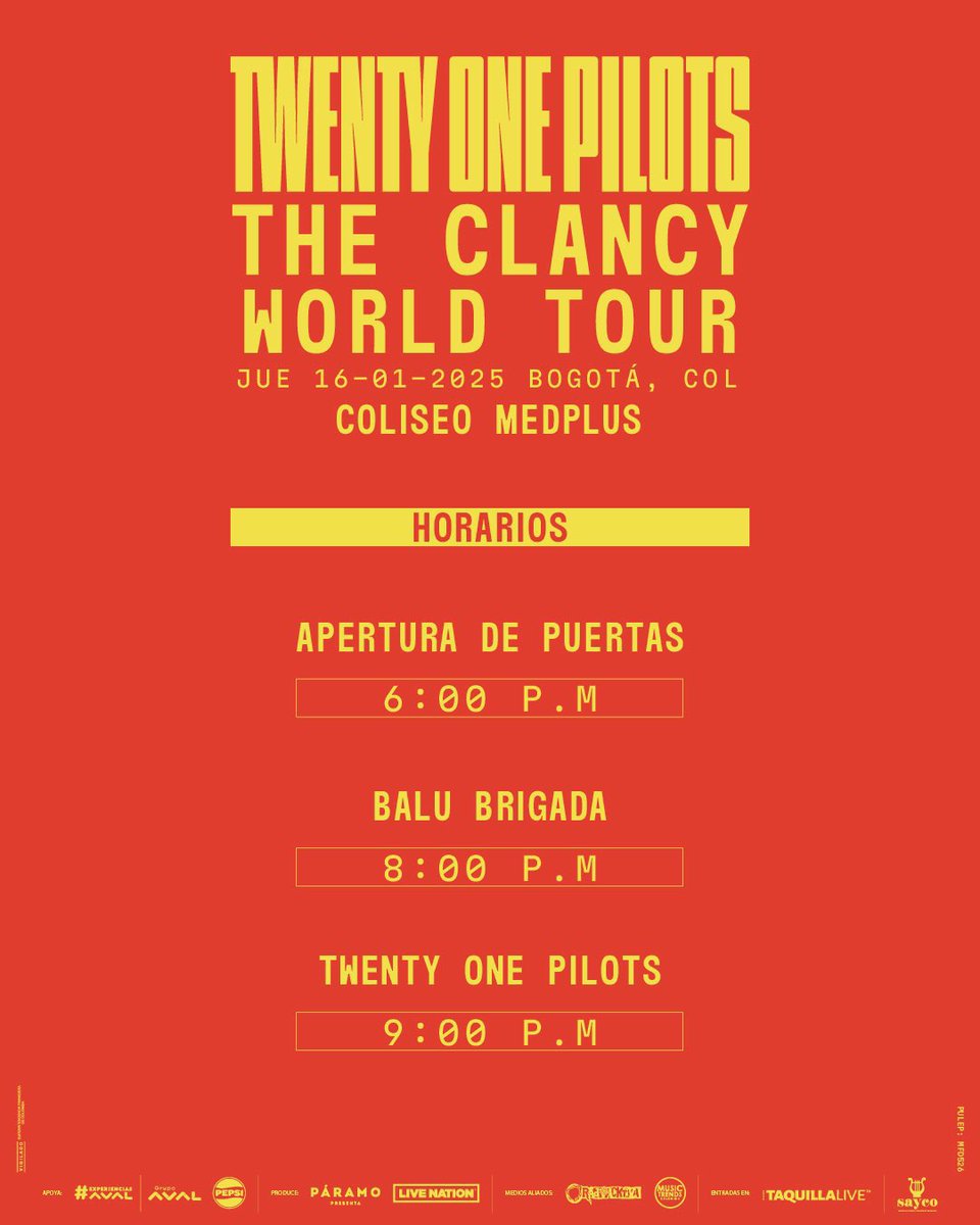 happyghostent's tweet photo. MAÑANA!!!!! . Falta solo 1 día para ver por primera vez a Twenty One Pilots en un show solitario en Colombia 🇨🇴❤️. Aquí están horarios y algunas recomendaciones para tener en cuenta el día de mañana . Agradecimiento importante a @paramopresenta por creer y apoyar la banda. 🙏 https://t.co/VDs20HG1K3