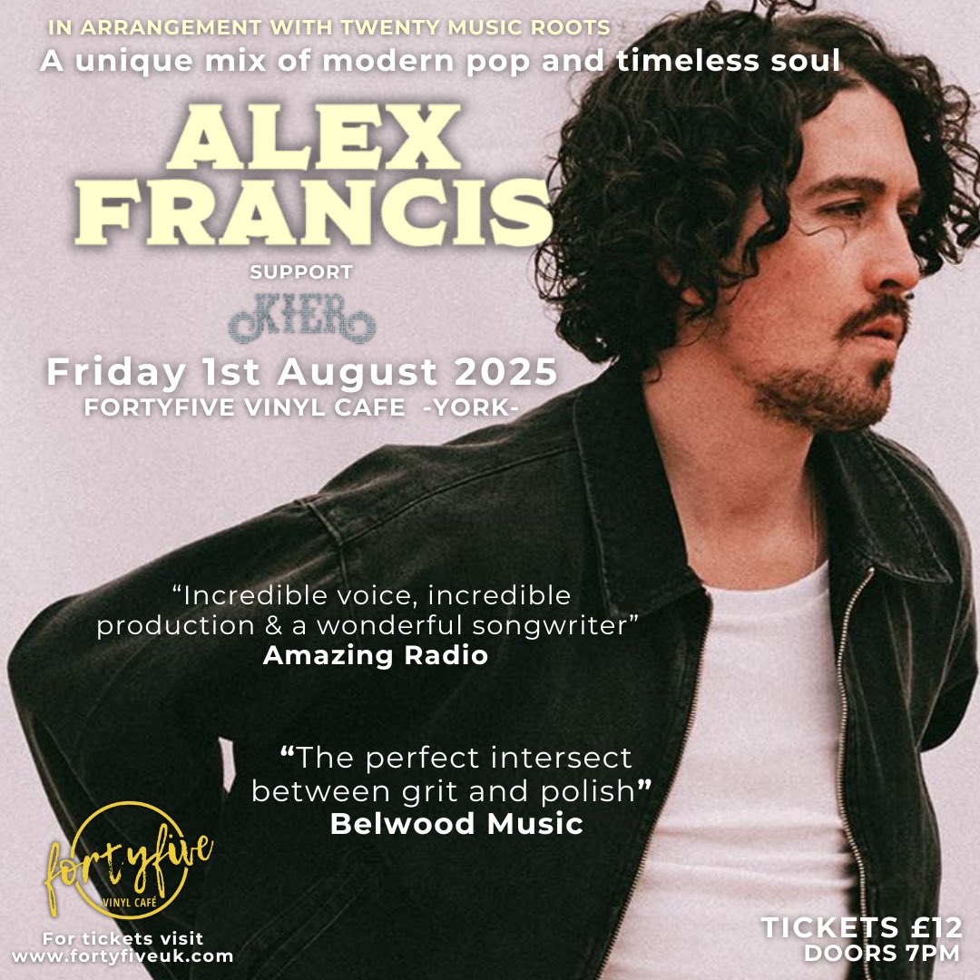 Alex Francis (@afrancismusic) on Twitter photo Very excited to be making my York debut on Friday August 1st at <a href="/fortyfiveuk/">FortyFive Vinyl Café • York</a> with support from the incredible KIER ⭐️
Tickets are on sale now!
Come join in..
shorturl.at/cVtDT
#Yorkshire Very excited to be making my York debut on Friday August 1st at <a href="/fortyfiveuk/">FortyFive Vinyl Café • York</a> with support from the incredible KIER ⭐️
Tickets are on sale now!
Come join in..
shorturl.at/cVtDT
#Yorkshire