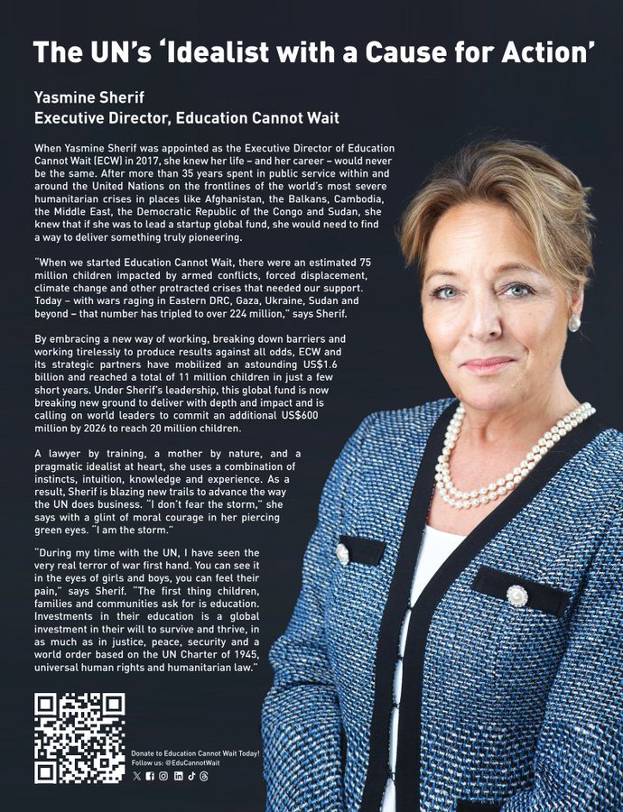 KentPage's tweet image. Check out this issue of @USATODAY 's #ModernWoman magazine featuring @YasmineSherif1, ExDir of @EduCannotWait , the global fund for #education in emergencies &amp;amp; protracted crises in the @UN!

Get your copy today👉onlinestore.usatoday.com/usa-todays-mod…… 

#UN @danishmfa @canadadev @spainmfa