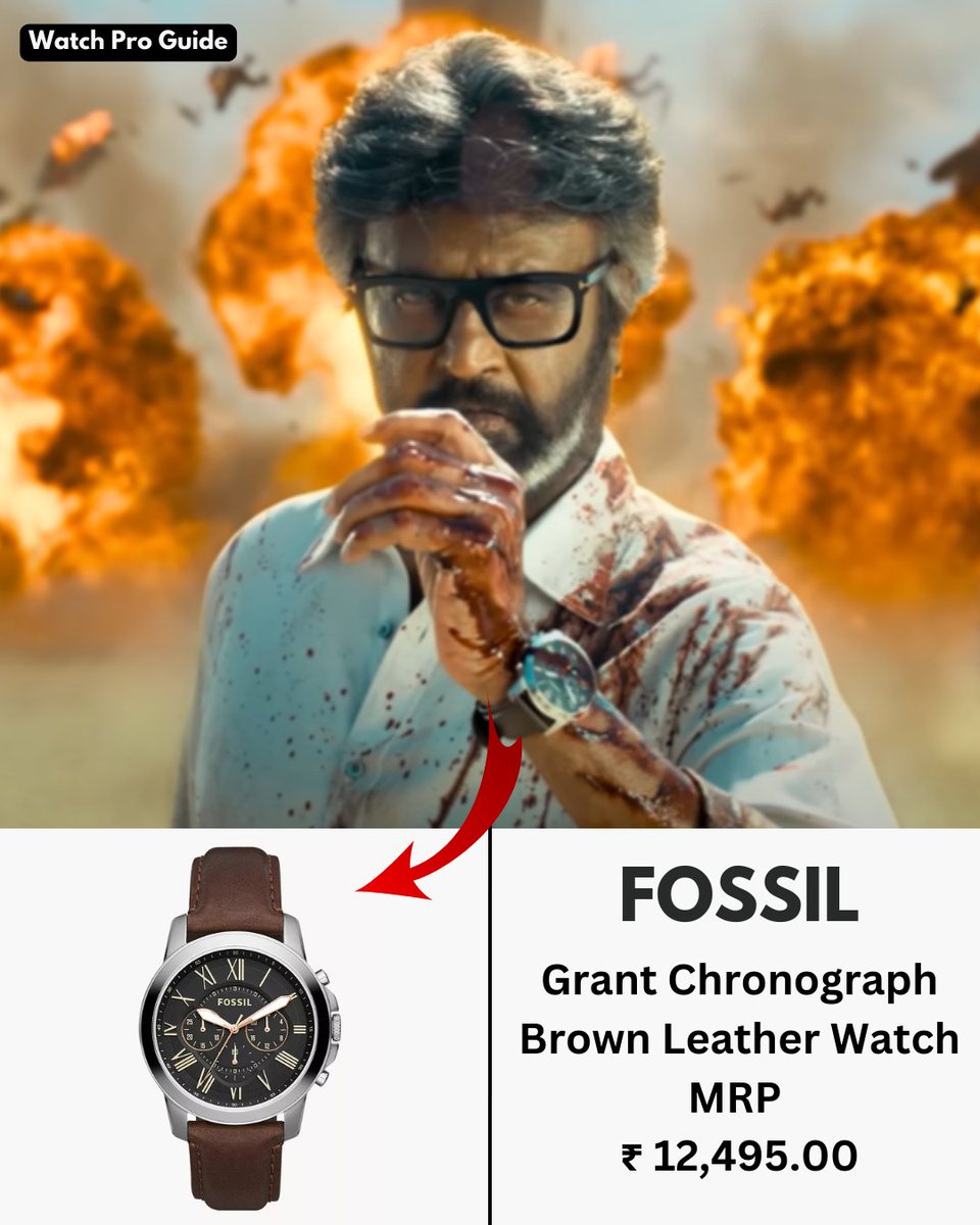 watchproguide's tweet image. The Boss is Back!🔥

Rajinikanth’s iconic style in the Jailer 2 teaser has everyone talking—and his watch game is on point! 🕶️✨

🔥 Spotted: Fossil Grant Chronograph Brown Leather Watch

💰 MRP: ₹12,495
#rajinikanthstyle #jailer2  #fossilwatchesformen #watchstyle #watchproguide