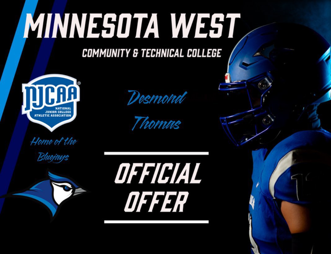Desmond Thomas (@big63_) on Twitter photo #AGTG Blessed to receive an offer from <a href="/MnWestFootball/">Minnesota West Football</a>
@T_Mack_23 <a href="/AL7AFootball/">Alabama7AFootball</a> <a href="/CoachBanks92/">Coach Jah</a> @JagHiFbRecruits
<a href="/AL_Recruiting/">AL Recruiting</a> #AGTG Blessed to receive an offer from <a href="/MnWestFootball/">Minnesota West Football</a>
@T_Mack_23 <a href="/AL7AFootball/">Alabama7AFootball</a> <a href="/CoachBanks92/">Coach Jah</a> @JagHiFbRecruits
<a href="/AL_Recruiting/">AL Recruiting</a>