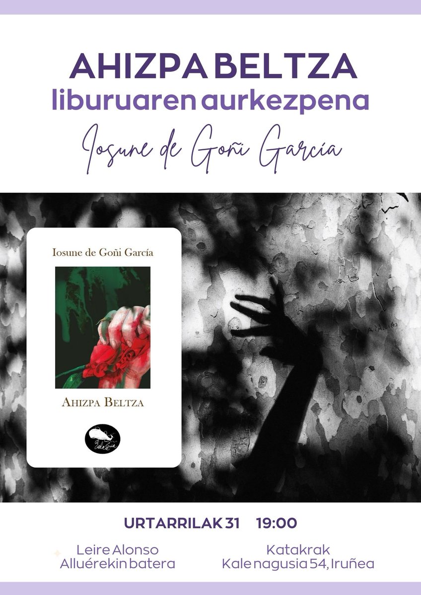 Iosune de Goñi (@iosunedegoni) on Twitter photo 🖤🌹 IRUÑEA 🌹🖤
Urtarrilaren 31n Ahizpa beltza <a href="/katakrak54/">katakrak liburuak</a> -en aurkeztuko dugu
Gorde data eta etor zaitezte iluntasuna, desertua eta barnean daramagun ahizpari buruz hitz egitera ✨🦋🐍⚡ 🖤🌹 IRUÑEA 🌹🖤
Urtarrilaren 31n Ahizpa beltza <a href="/katakrak54/">katakrak liburuak</a> -en aurkeztuko dugu
Gorde data eta etor zaitezte iluntasuna, desertua eta barnean daramagun ahizpari buruz hitz egitera ✨🦋🐍⚡