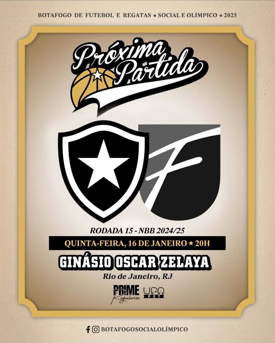 AMANHÃ TEM FOGÃO EM CASA! 🔥

O Botafogo Basquete entra em quadra para mais um duelo no <a href="/NBB/">NBB CAIXA</a>! ⭐️🏀

E você já pode garantir seu ingresso! 👇

sympla.com.br/evento/nbb-bot…

#ÉaNossaHistória #VamosBOTAFOGO