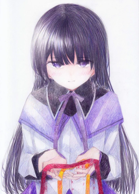 色鉛筆で描きました魔法少女まどか☆マギカから、暁美ほむらです#魔法少女まどかマギカ 