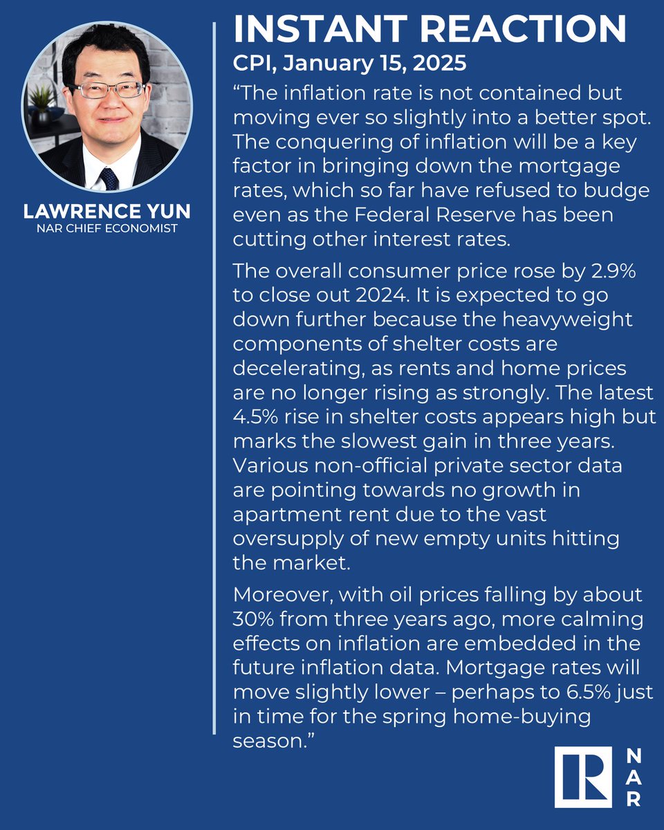 NAR Chief Economist Lawrence Yun reacts to the latest Consumer Price Index (CPI) that shows "inflation moving ever so slightly into a better spot."