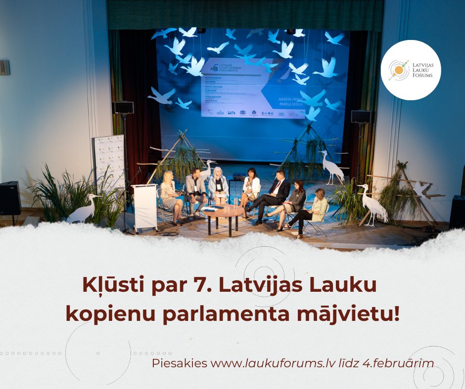 📢 Aicinām ciemus un mazpilsētas kļūt par 7. Latvijas Lauku kopienu parlamenta mājvietu 2025. gada jūnijā!  Iespēja jūsu kopienai izcelt savas vērtības un kļūt par lauku attīstības notikumu centru. 📷 Vairāk informācijas un pieteikšanās te: laukuforums.lv