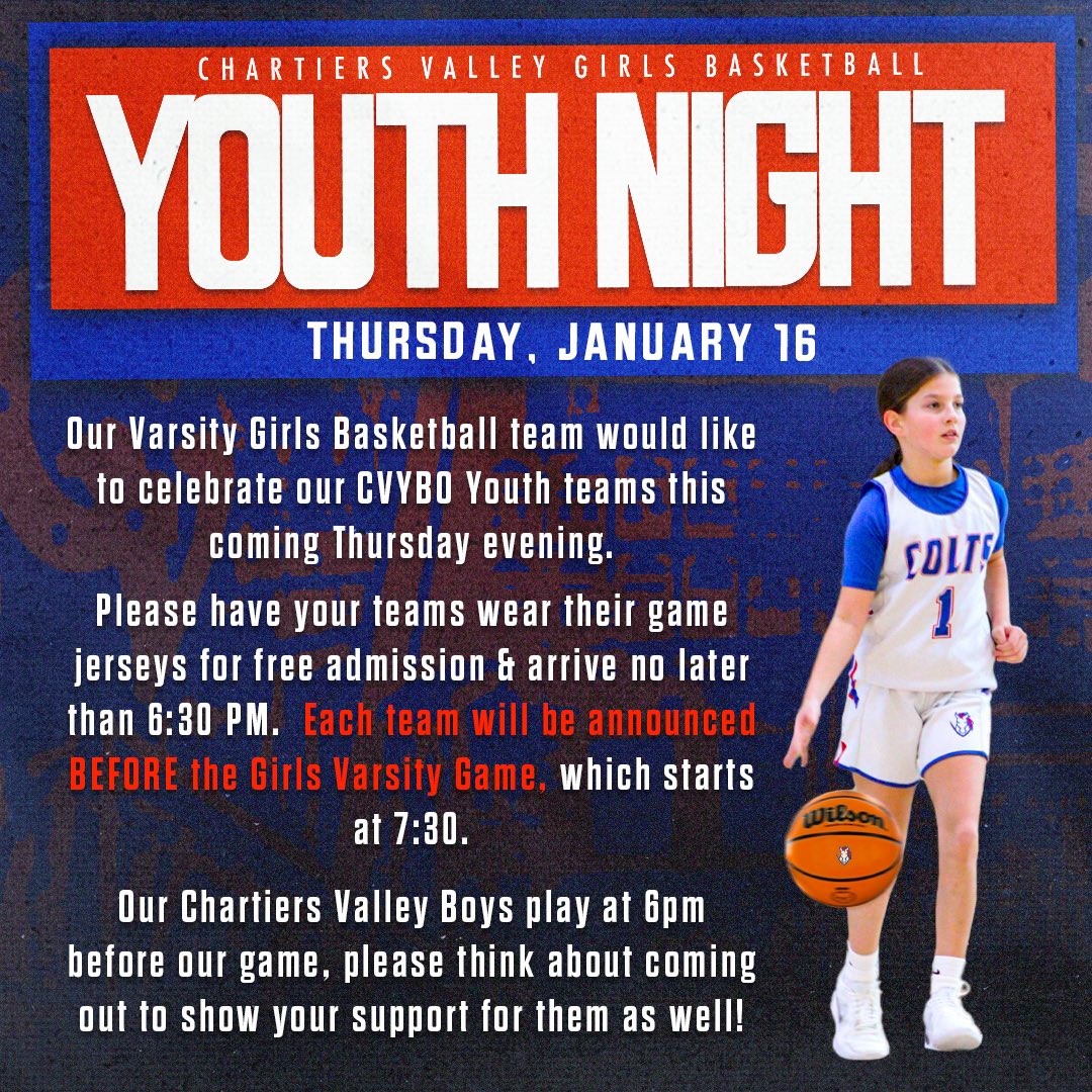 CV_GirlsHoops's tweet photo. Youth Night Tomorrow‼️
#CVGBBALL #CVYBO https://t.co/hNZI1mIpX0