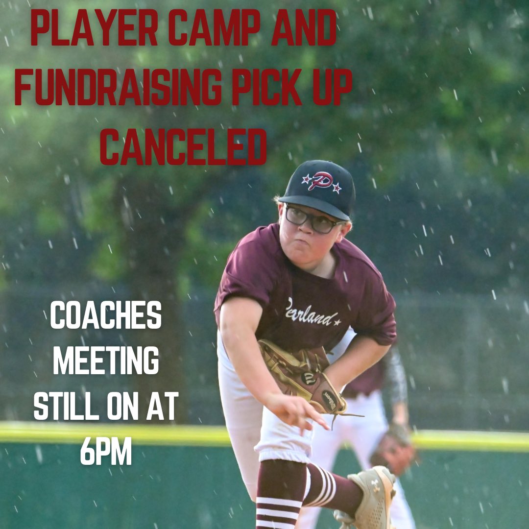 •Players Camp Tonight: ❌ Canceled and will not be rescheduled.
•Fundraising Pick-Up: ❌ Also canceled; make sure to pick up before tryouts.
•Coaches Meeting: ✅ Still on for tonight at 6 PM.
•Tryouts Tomorrow: ✅ Still on but shifting fields. ⚾️