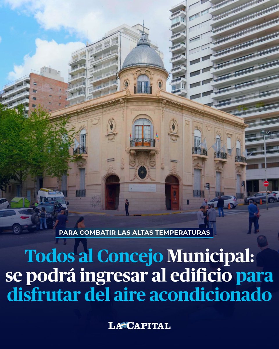 lacapital's tweet image. 🏛️❄️ El Concejo de Rosario decidió autorizar el acceso libre y temporal al Palacio Vasallo, que se encuentra climatizado, para paliar los efectos de las altas temperaturas.

🌬️ Así, el #Concejo se convierte en “refugio climático” durante este #verano en #Rosario, en el que