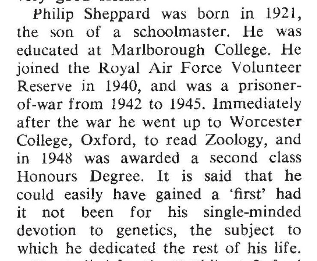 Philip Sheppard and how focusing too much on one thing can knock your degree mark down a notch.

Hamilton similarly attributed his 2.1 on spending on much time reading Fisher’s The Genetical Theory.

From Bryan C. Clarke’s Nature obituary of Sheppard.