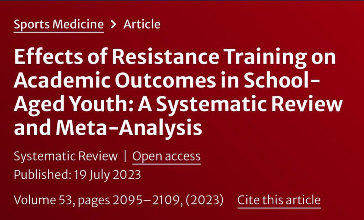 🚩🚩ENTRENAMIENTO DE FUERZA EN NIÑOS Y RENDIMIENTO ACADÉMICO 

⚠️Mos niños de 5-12 años que entrenan fuerza presentan:

⇧⇧ Mejor atención.
⇧⇧ Mejor memoria.
⇧⇧ Mejor rendimiento cognitivo.
⇧⇧ Mejor rendimiento académico.

Entrenar fuerza no solo te hace más sano, te hace