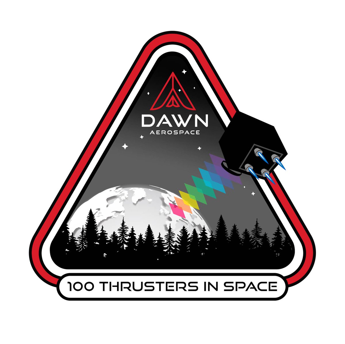 DawnAerospace's tweet photo. New mission patch!
Got to celebrate hitting over 100 thrusters! Plus, a nod to the incredible ways space-tech benefits Earth, like forest monitoring.
๐ฐ๏ธ
๐ฒ๐ฒ๐ฒ
#100ThrustersInSpace #Earth #Sustainability #GreenPropulsion