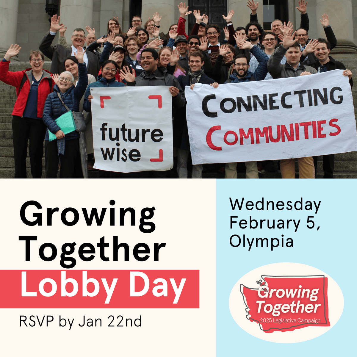 There's only one more week to RSVP for the Growing Together Lobby Day! 

We can only win on issues like rent stabilization, transit-oriented development and rural housing solutions with people like YOU telling your legislators to act 🏡🌲🚍

RSVP here: forms.gle/yZeg8ffdpRjhUT…