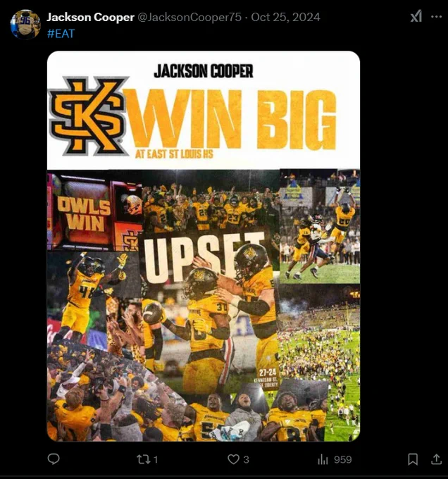 Image from Jon - Kennesaw State Superfan 🦉 (@KSUOwlHowl)