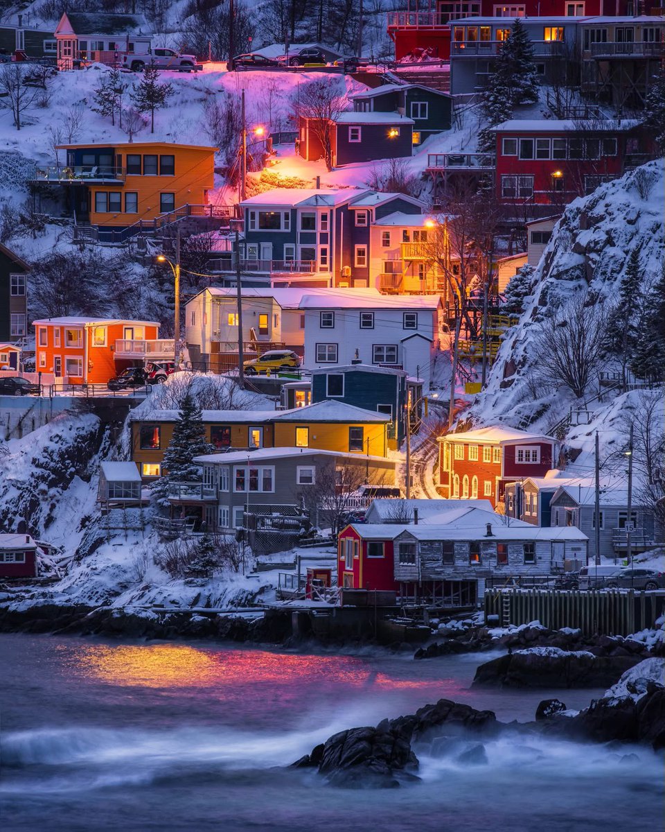 A winter scene during blue hour at The Battery St. John's Newfoundland. A great place to take a walk on a crisp night with no wind. Would you agree?