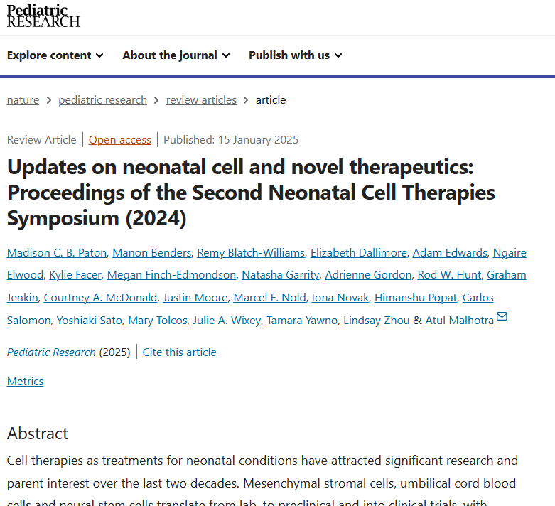 Madison Paton (@drmadisonpaton) on Twitter photo A fab way to wrap-up our 2024 Symposium. Check out our latest Proceedings paper to learn about updates from our field and how we are working to get things right for the future of #celltherapies + #neonatology +#cerebralpalsy + much more
<a href="/CPA_Research/">Cerebral Palsy Alliance Research Institute</a> <a href="/MonashUni/">Monash University</a> A fab way to wrap-up our 2024 Symposium. Check out our latest Proceedings paper to learn about updates from our field and how we are working to get things right for the future of #celltherapies + #neonatology +#cerebralpalsy + much more
<a href="/CPA_Research/">Cerebral Palsy Alliance Research Institute</a> <a href="/MonashUni/">Monash University</a>