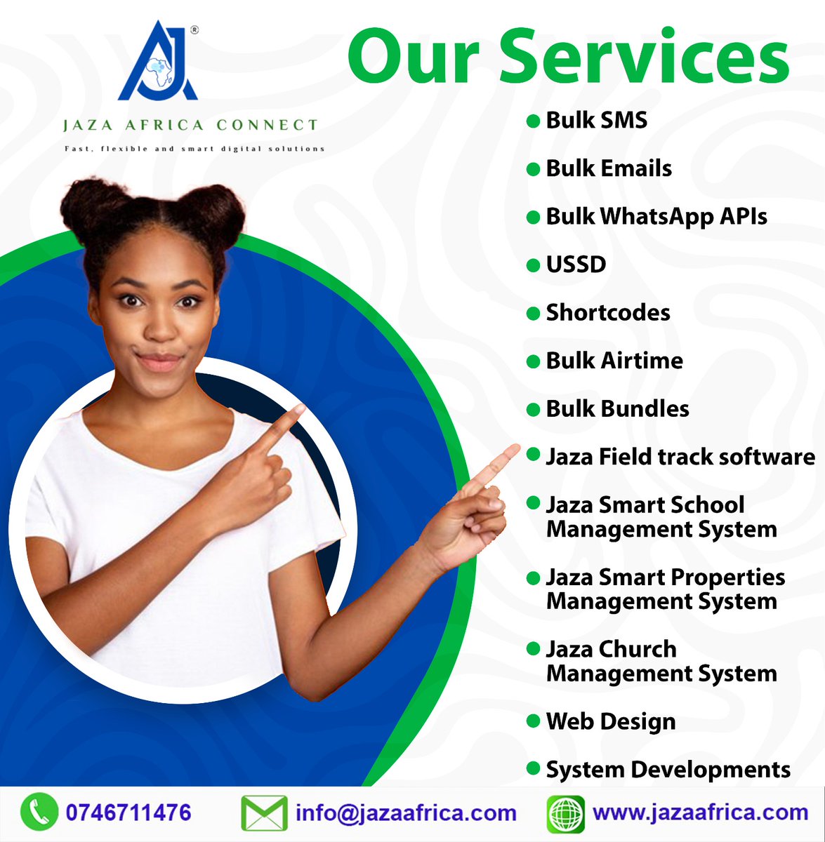 DMainaNdungu's tweet photo. Running a business means keeping track of many things at the same time. 

If you're looking for a company that will provide you with comprehensive packages from system development to web design and management to tracking not forgetting communication, then Jaza Africa Connect are the experts you are looking for.

Visit https://t.co/eQZGIYAxnn or contact 0746 711 476 for the best business solutions.