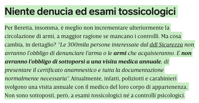Tutto l'articolo <a href="/beretta_g/">Giorgio Beretta</a>  in cui  espone i molti rischi di questa norma del Decreto Sicurezza sulle #armi è da leggere, ma questo 👇 riguarda tutti i cittadini senza eccezioni